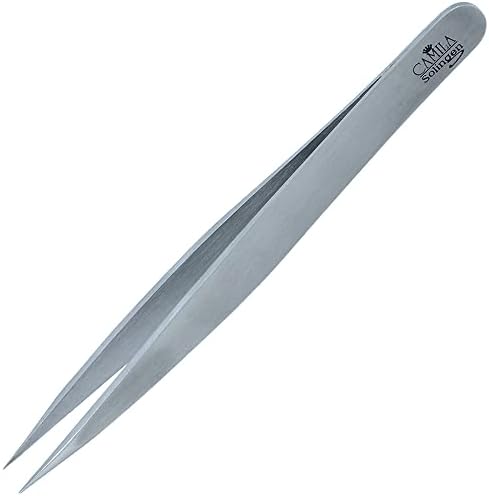 Camila Solingen CS27 4" Professional Surgical Grade Stainless Steel Precision Tip Eyebrow Tweezers for Facial Hair Shaping & Removal. Beauty Tool for Men/Women. Made in Solingen Germany (Pointed)