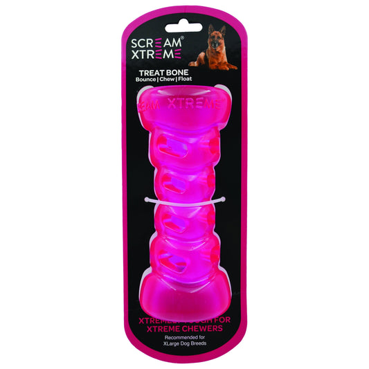 Scream Xtreme Treat Bone Extra Large Pink Dog Toy